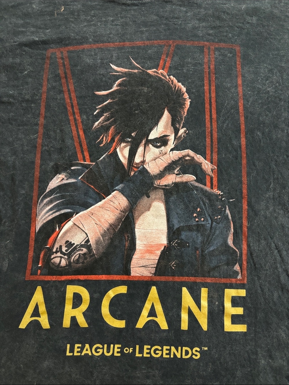 Arcane Vi Graphic Tee Black Acid Wash League of Legends Shirt Large - Picture 3 of 7
